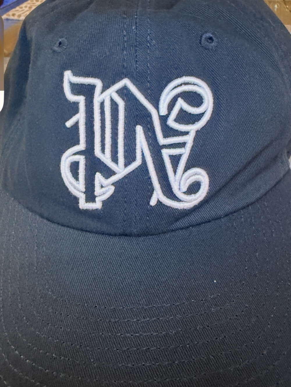 Palm Angels Navy Baseball Cap with White Embroidered Logo